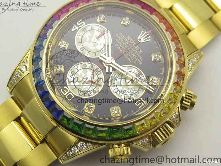 Edition Crystal Best BLF Bracelet on Black Dial YG YG Rainbow Daytona A4130 116589RBOW 0316